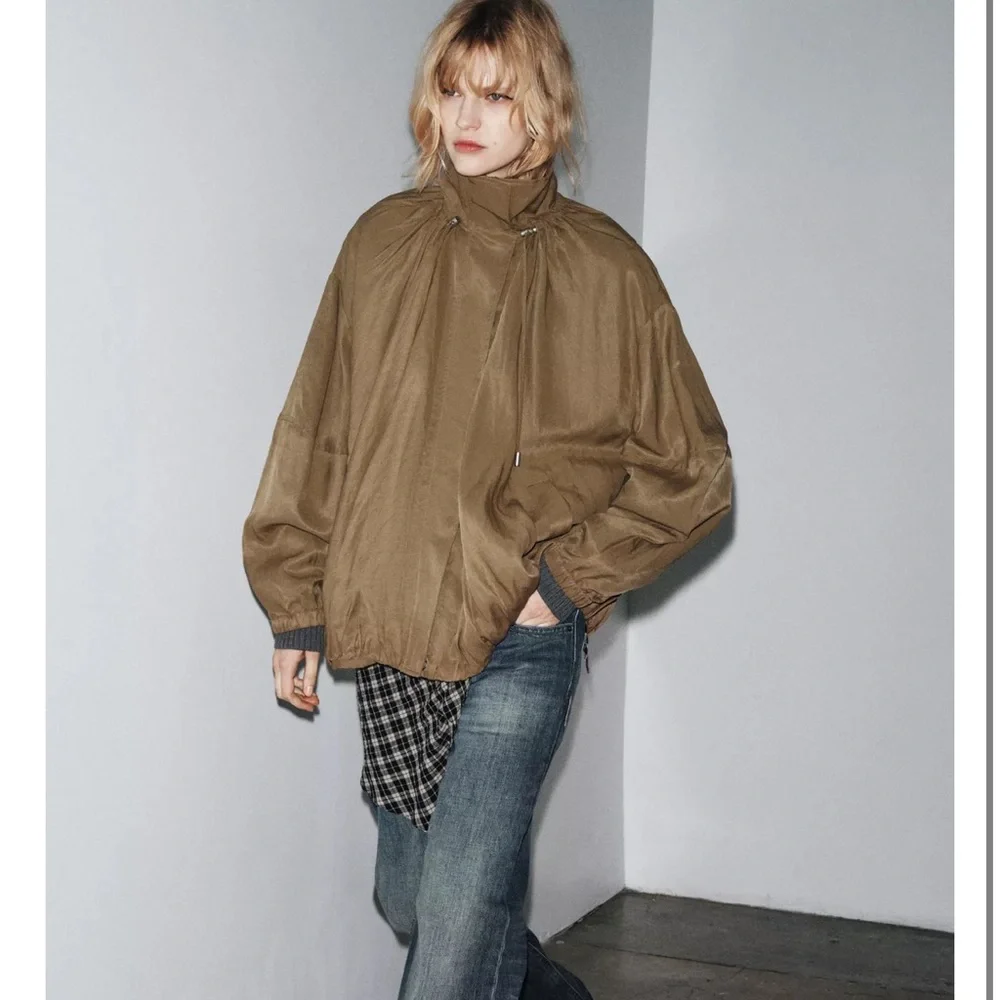 NWT ZARA ZW Collection Fluid Bomber Jacket size S - Picture 1 of 6
